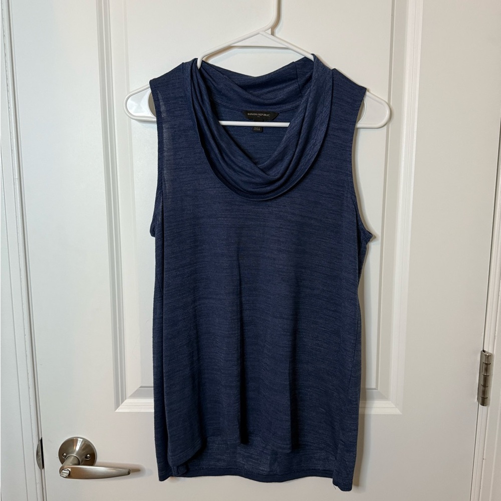Banana Republic Cowl Neck Tank Sweater in Deep Blue